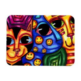 Niedliche Cat Faces bunt tierische Kunst Magnet