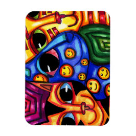 Niedliche Cat Faces bunt tierische Kunst Magnet