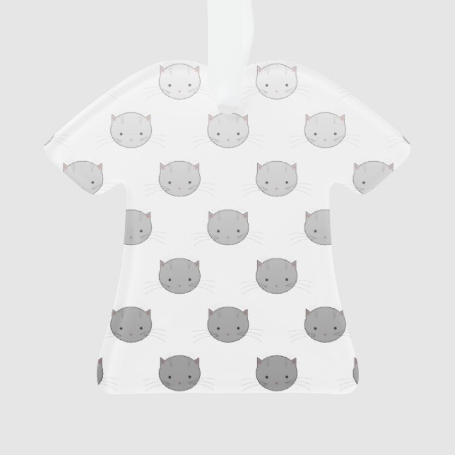 Niedliche Cat Faces Muster Grau Ornament (Vorderseite)