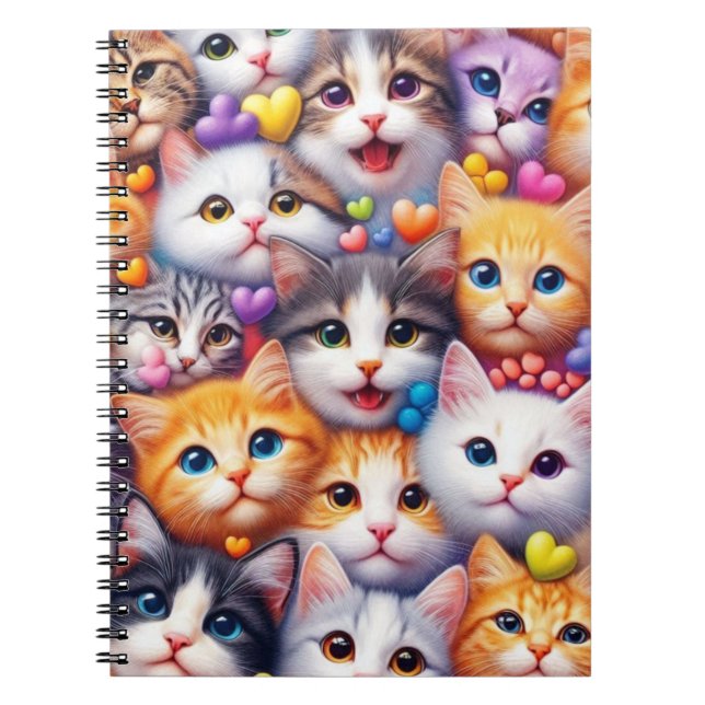 Niedliche Cat Faces Spiral Notebook Notizblock (Vorderseite)