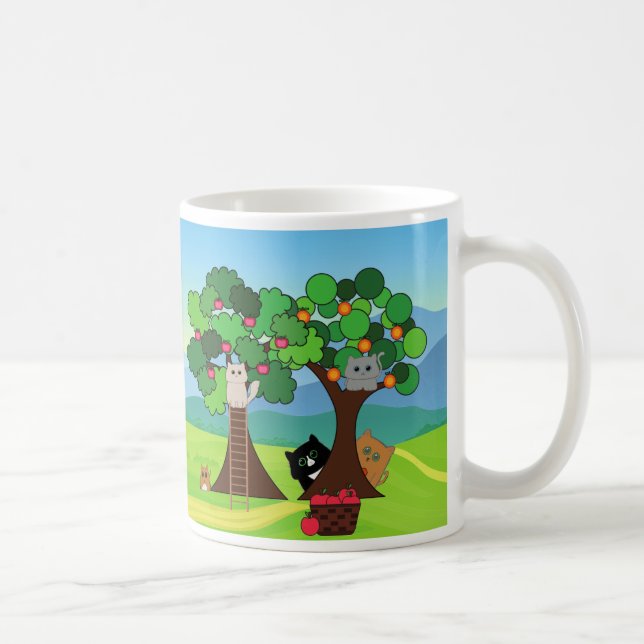 Niedliche Cat Family Besuch des Orchards Kaffeetasse (Rechts)