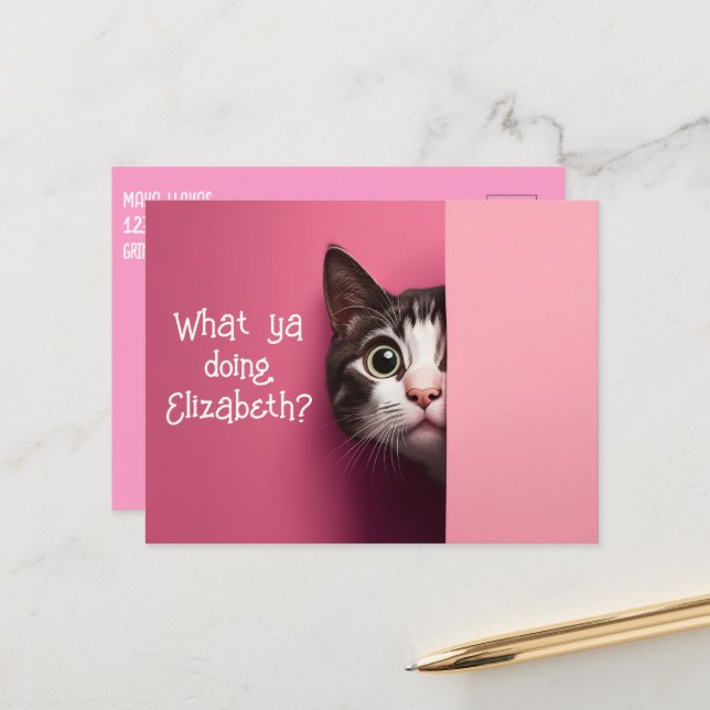 Niedliche Cat-Flüchtige Blick Postkarte (Vorderseite/Rückseite Beispiel)