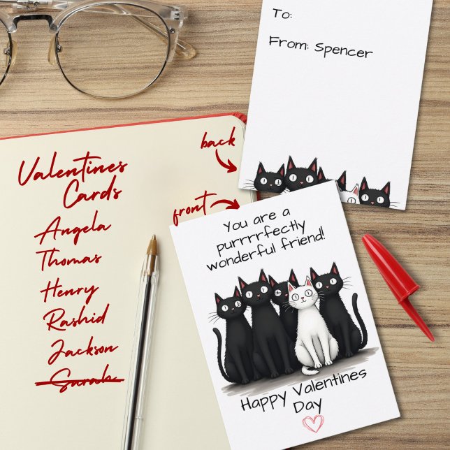 Niedliche Cat Friends Valentinstag Kinder Klassenz Begleitkarte (Von Creator hochgeladen)