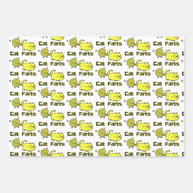 Niedliche Cat-Furzen Geschenkpapier Set (Vorderseite)