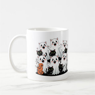 Niedliche Cat-Ghost & Pumpkin Halloween-Tasse Kaffeetasse