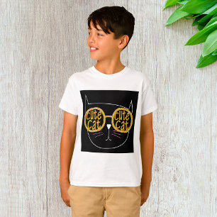 Niedliche Cat Glasses Graphic Gold Glitzer Kitty F T-Shirt