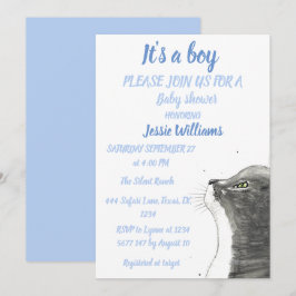 Niedliche Cat Kitten Kitten Blue Baby Dusche Einladung