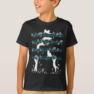 Niedliche Cat Kitty Playing Musiknote T-Shirt