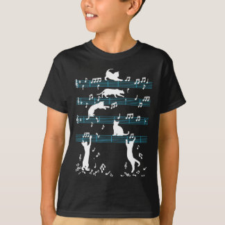 Niedliche Cat Kitty Playing Musiknote T-Shirt