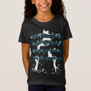 Niedliche Cat Kitty Playing Musiknote T-Shirt