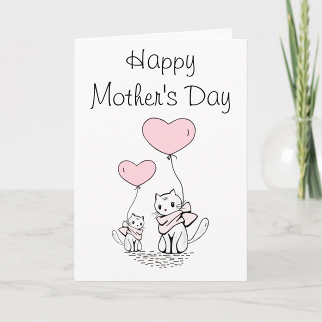 Niedliche Cat Mama und Baby Mother Day Card Karte (Vorderseite)