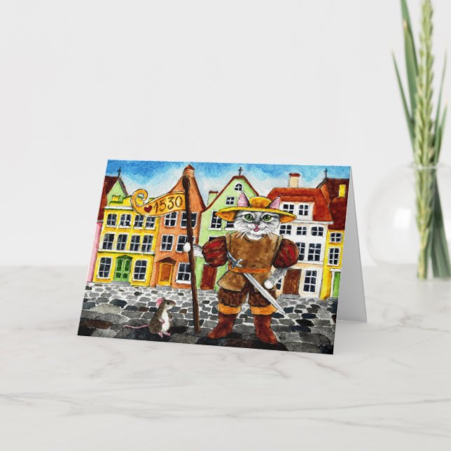 Niedliche Cat Mouse Estonian Folklore Grußkarte Karte (Vorderseite)