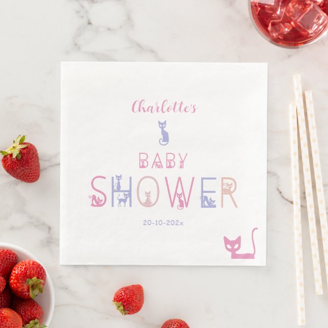 Niedliche Cat Pastel Colour Baby Dusche Serviette (Beispiel)