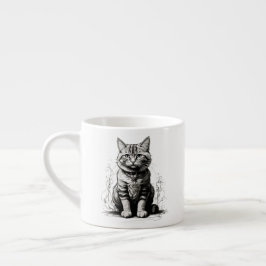 Niedliche Cat Pencil Sketch Espressotasse