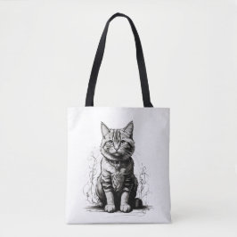 Niedliche Cat Pencil Sketch Tasche