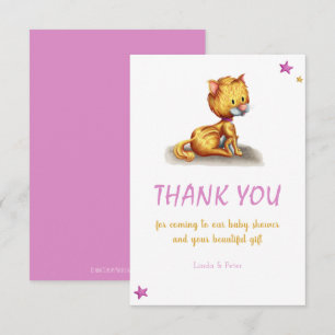 Niedliche Cat Pink Baby Dusche Dankeskarte