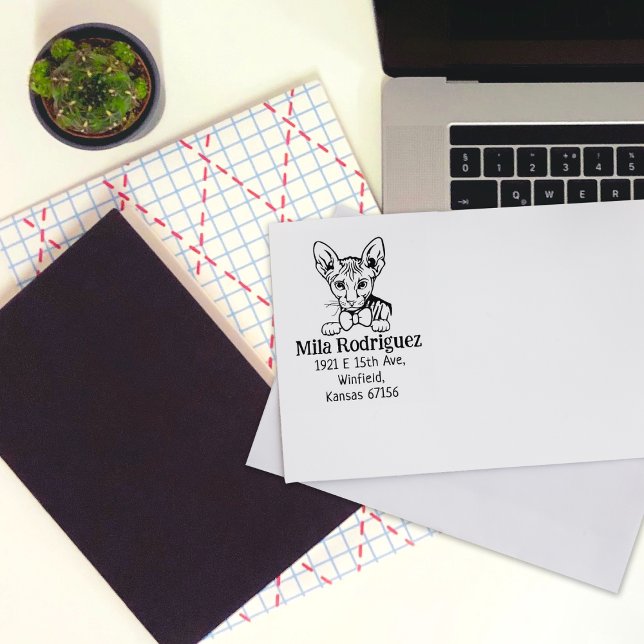 Niedliche Cat-Rücksendeadresse Gummistempel (Von Creator hochgeladen)