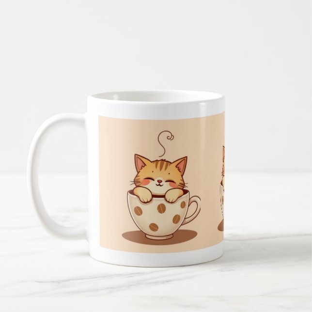 Niedliche Cat Tasse Kaffee oder Tee (Links)