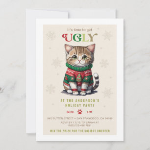 Niedliche Cat Ugly Sweater Party Einladung Card