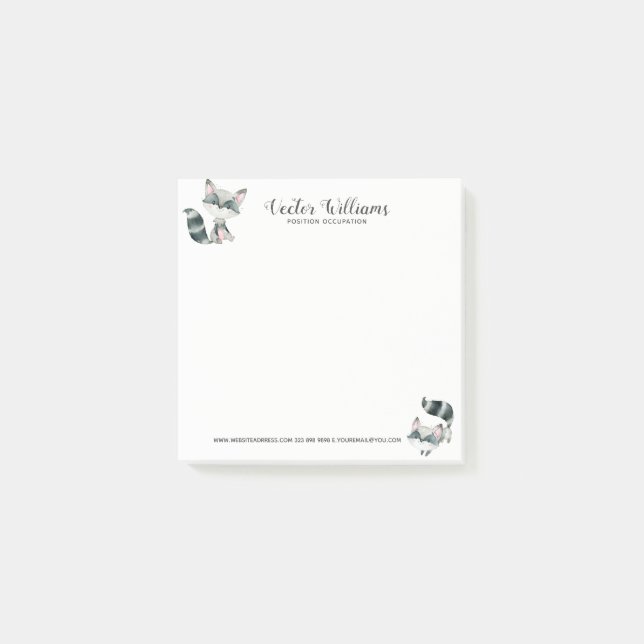 Niedliche Cat Watercolor Illustration Post-it Klebezettel (Vorderseite)