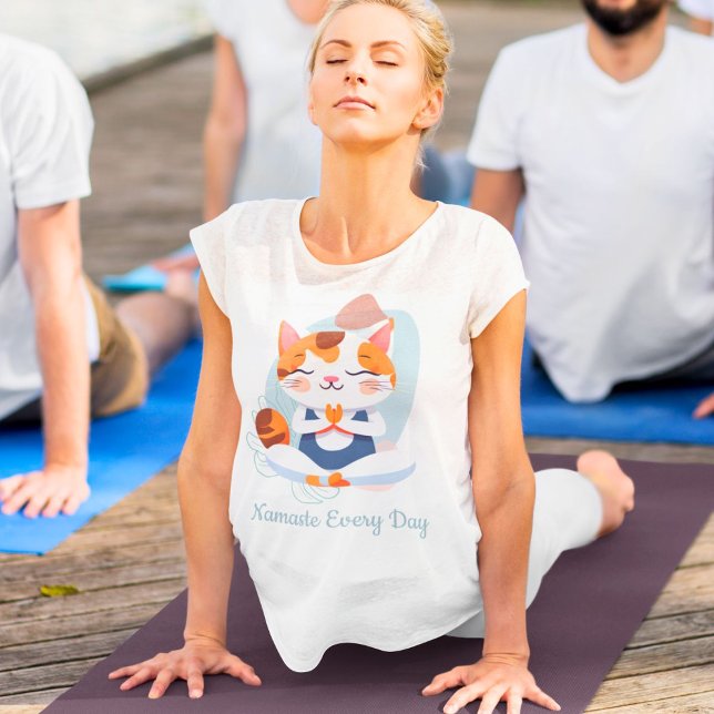 Niedliche Cat Yoga Lover Mama Frauen Geschenk T-Shirt (Cute Cat Yoga Lover Teacher Mom Women Gift)