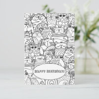 Niedliche Cats Zen Doodle Farbkarte