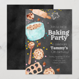 Niedliche Chalkboard Backparty laden Einladung