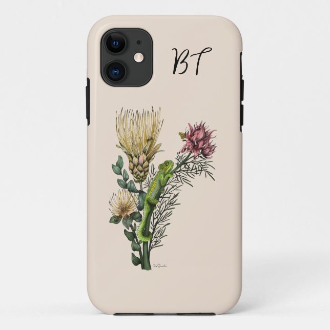 Niedliche Chameleon Bouquet Botanische Kunst Case-Mate iPhone Hülle (Rückseite)