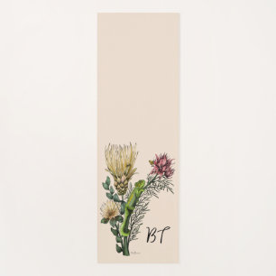 Niedliche Chameleon Floral Bouquet Botanische Kuns Yogamatte