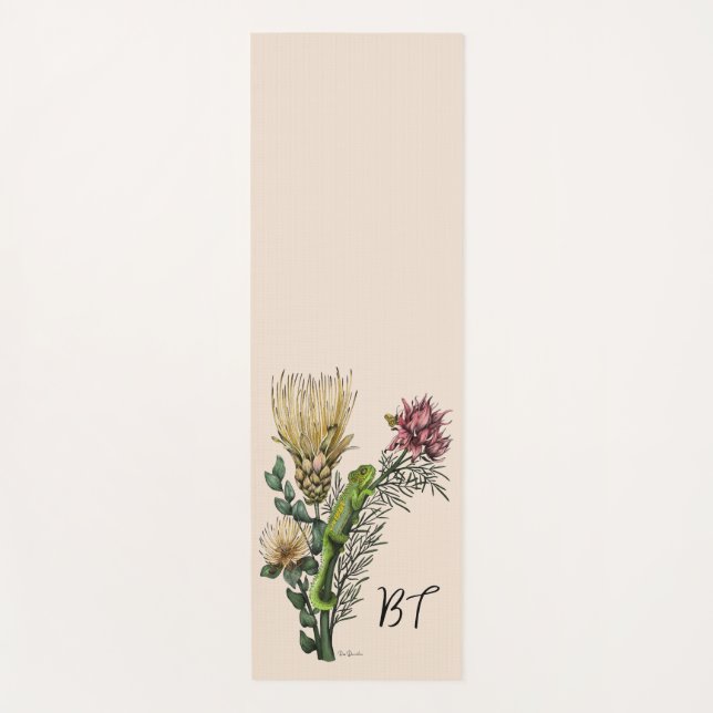 Niedliche Chameleon Floral Bouquet Botanische Kuns Yogamatte (Vorderseite)