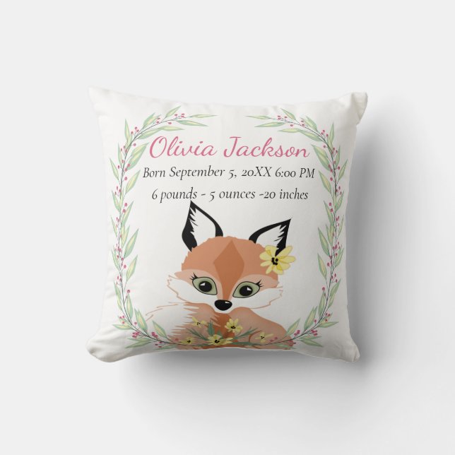 Niedliche Chanterelle personalisiert, Save the Dat Kissen (Vorderseite)