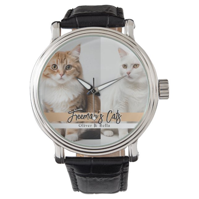 Niedliche Chat-Foto-Familie Armbanduhr (Vorderseite)
