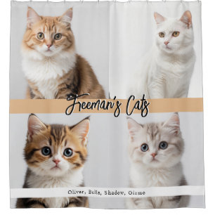 Niedliche Chat-Foto-Familie Duschvorhang