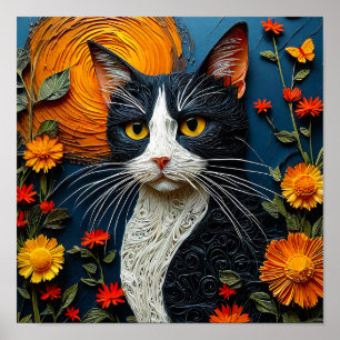 Niedliche Chat-Papier-Kunst Poster