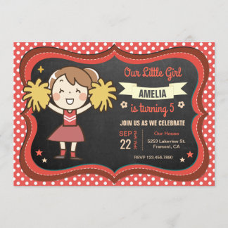 Niedliche Cheerleader Girl Birthday Party Einladun Einladung