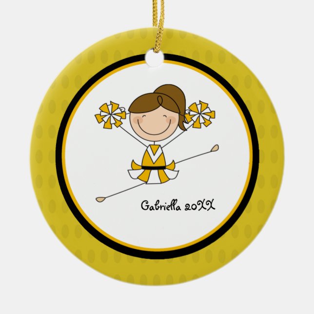 Niedliche Cheerleader-Weihnachtsverzierung Browns Keramikornament (Vorne)