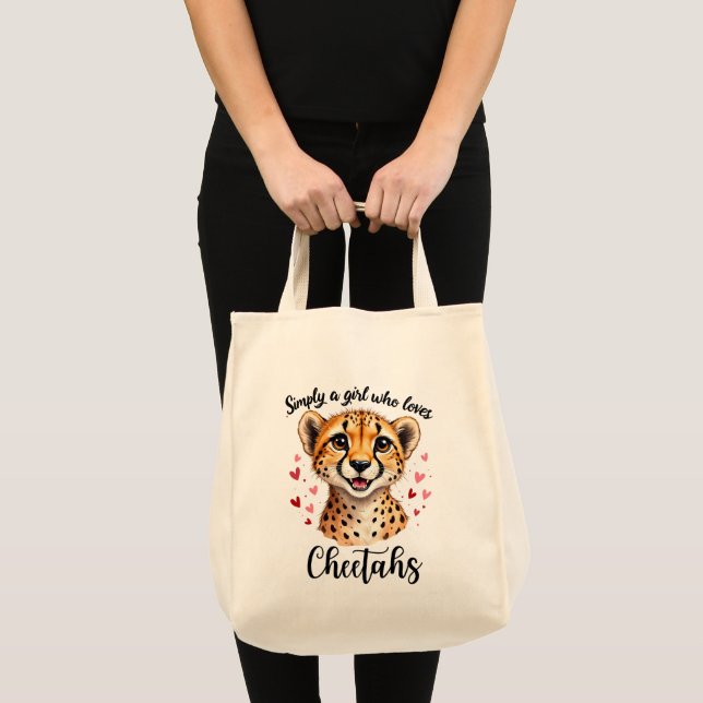 Niedliche Cheetah Lover Wildlife Kunst mit Akzente Tragetasche (Vorderseite (Produkt))