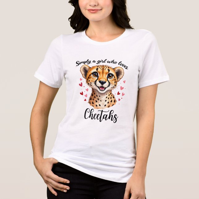 Niedliche Cheetah Lover Wildlife Kunst mit Akzente Tri-Blend Shirt (Vorderseite)