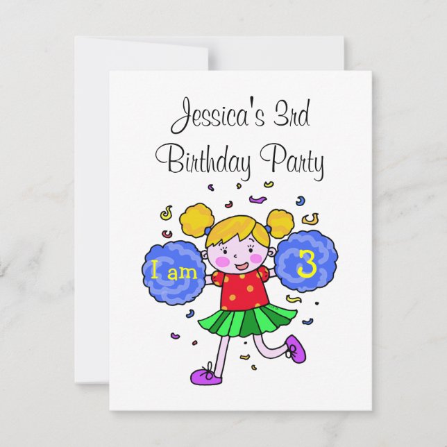 Niedliche Chefin 3. Geburtstagsmädchen Party Einladung (Vorderseite)