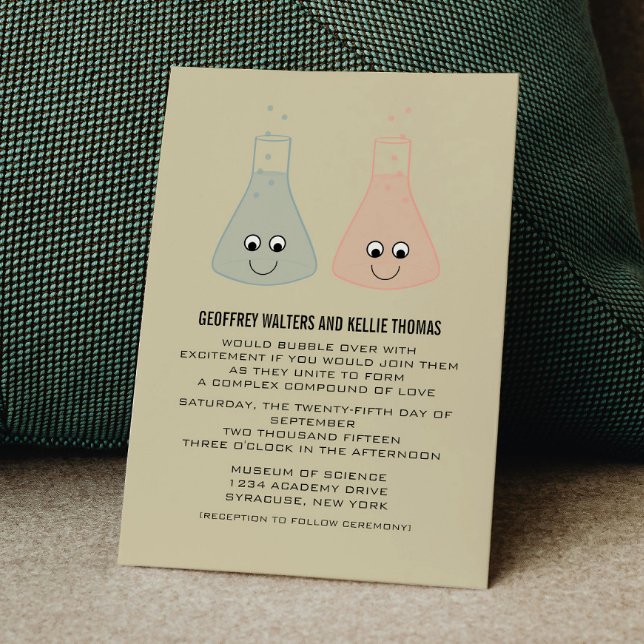 Niedliche Chemie-Hochzeit einladen Vertikal Einladung (Cute Chemistry Wedding Invitation)