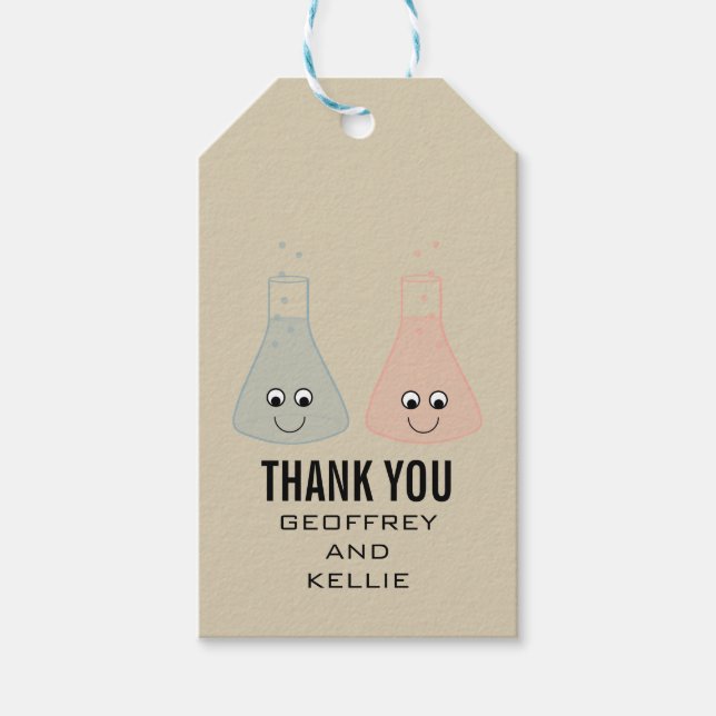 Niedliche Chemie - Hochzeitsmarken Geschenkanhänger (Vorderseite)