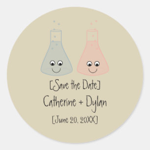 Niedliche Chemie-Save the Date Aufkleber