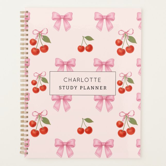 Niedliche Cherry Bow Coquette Studie Lektion Planer (Vorderseite)