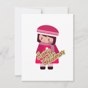 Niedliche Chibi-Girl-Urlaubskarte Feiertagskarte