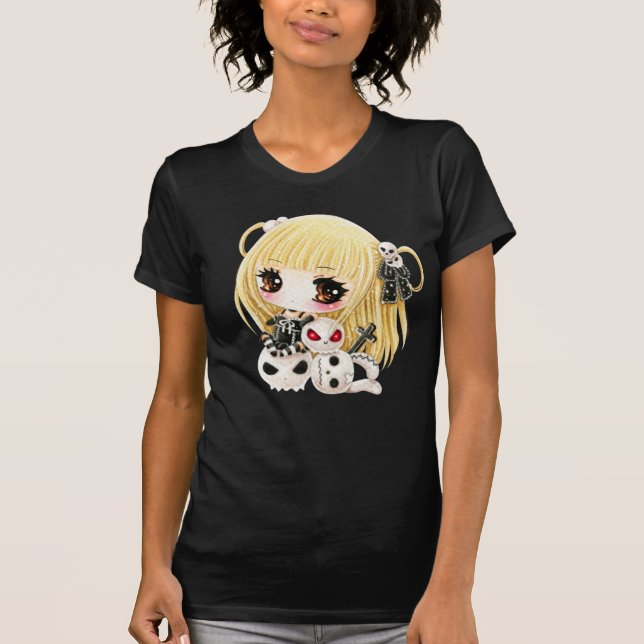 Niedliche chibi Mädchen- und kawaiischädel T-Shirt (Vorderseite)