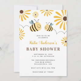 Niedliche Chic Bumblebee und Sonnenblumendusche Einladung