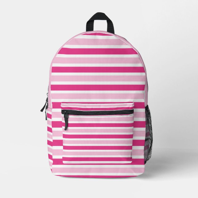 Niedliche Chic Stripes Rosa und Weiß Bedruckter Rucksack (Vorderseite)