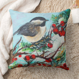 Niedliche Chickadee Bird Art Collection Kissen