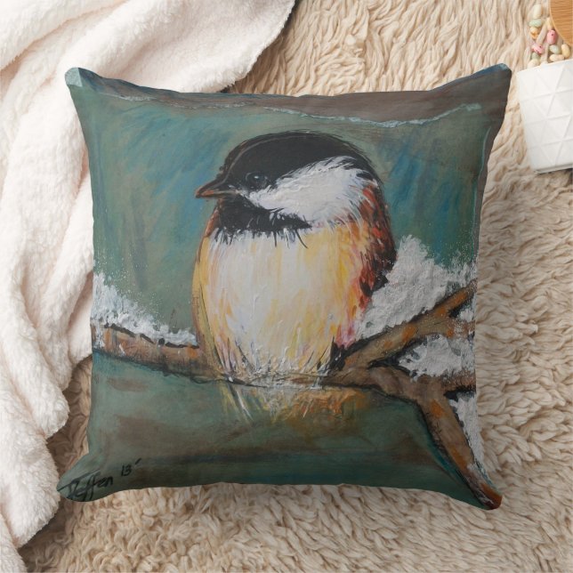 Niedliche Chickadee Black Capped Art Kissen (Decke)