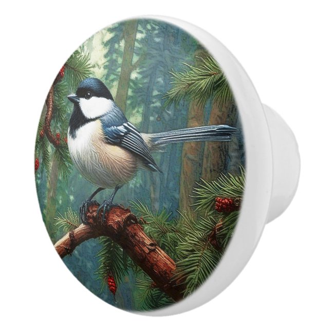 Niedliche Chickadee Keramikknauf (Rechts)